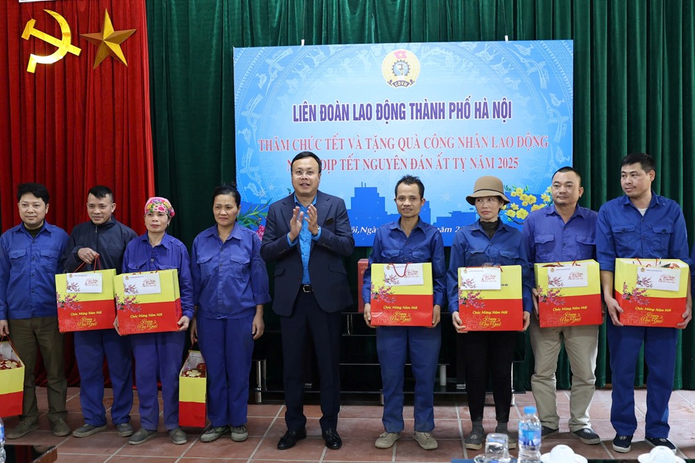 Chủ tịch Liên đoàn lao động thành phố Hà Nội thăm, tặng quà Tết cho người lao động - ảnh 2