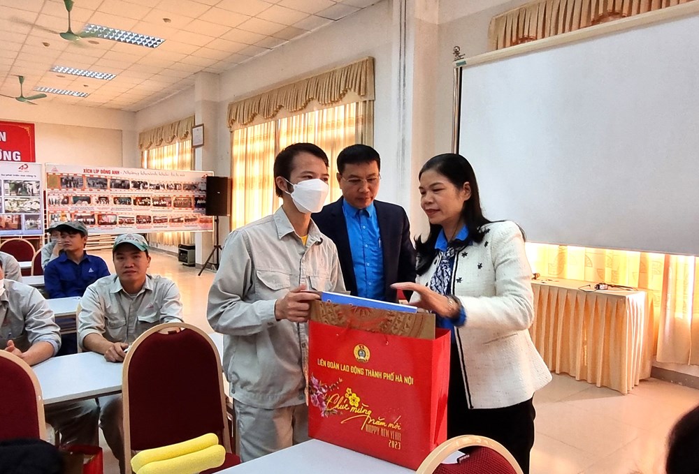 Phó Chủ tịch Thường trực LĐLĐ thành phố Đặng Thị Phương Hoa thăm và tặng quà Tết cho công nhân tại 2 doanh nghiệp - ảnh 1