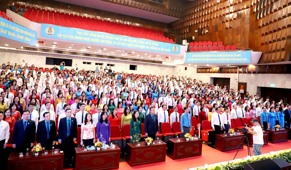 Đại hội Công đoàn thành phố Hà Nội lần thứ XVII, nhiệm kỳ 2023 - 2028 chính thức khai mạc  - ảnh 4