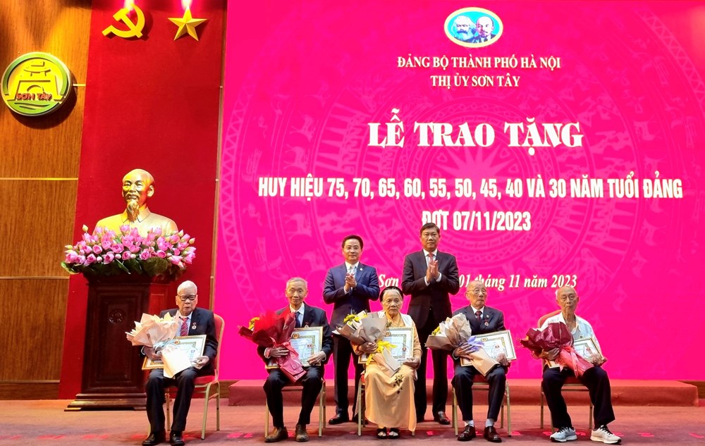 Thị ủy Sơn Tây trao tặng Huy hiệu cho 157 Đảng viên - ảnh 1