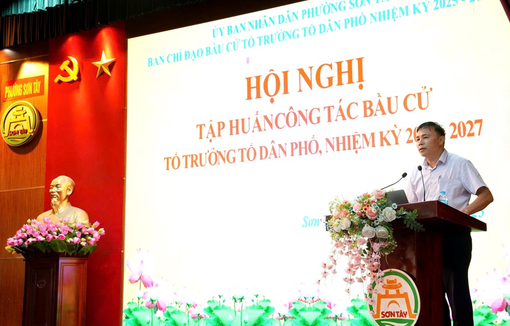 Phường Sơn Tây tập huấn về nghiệp vụ công tác bầu cử tổ trưởng tổ dân phố - ảnh 2