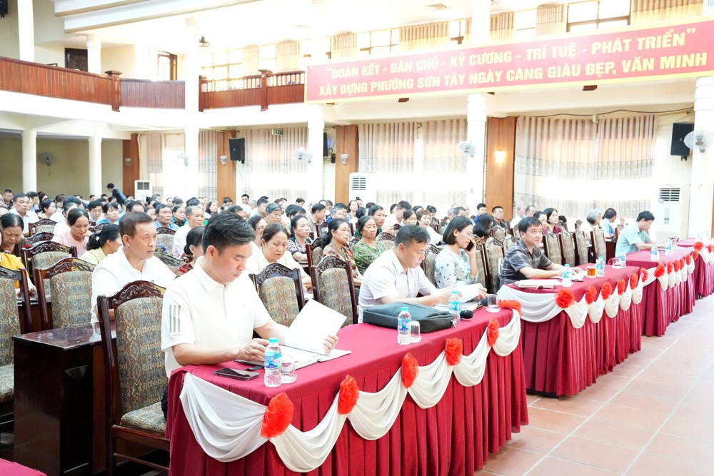 Phường Sơn Tây tập huấn về nghiệp vụ công tác bầu cử tổ trưởng tổ dân phố - ảnh 1