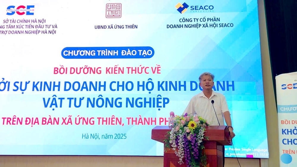 Xã Ứng Thiên bồi dưỡng kiến thức về khởi sự doanh nghiệp cho các hộ kinh doanh vật tư nông nghiệp - ảnh 1