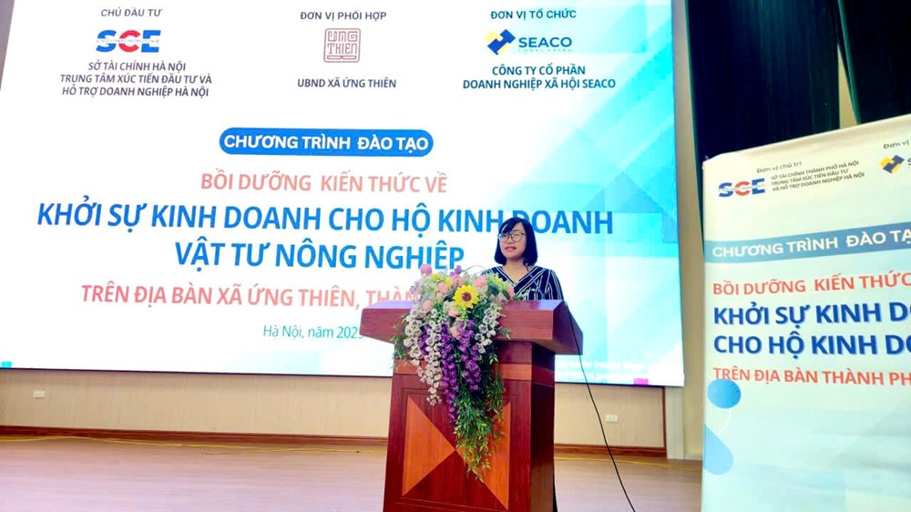 Xã Ứng Thiên bồi dưỡng kiến thức về khởi sự doanh nghiệp cho các hộ kinh doanh vật tư nông nghiệp - ảnh 2