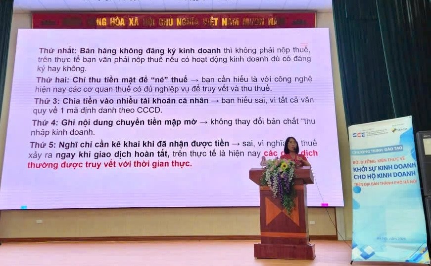 Xã Ứng Thiên bồi dưỡng kiến thức về khởi sự doanh nghiệp cho các hộ kinh doanh vật tư nông nghiệp - ảnh 3