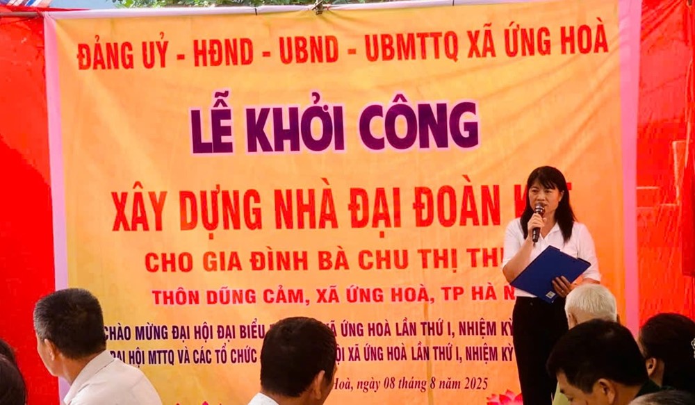 Xã Ứng Hoà khởi công xây dựng nhà “Đại đoàn kết” cho gia đình bà Chu Thị Thiện - ảnh 1
