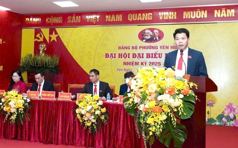 Đại hội Đại biểu Đảng bộ phường Yên Nghĩa lần thứ I diễn ra ngày làm việc thứ nhất - ảnh 2