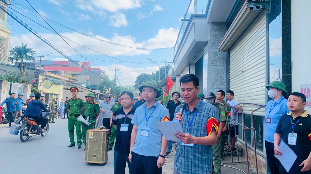 Xã Đoài Phương cưỡng chế giải phóng mặt bằng dự án Nâng cấp, cải tạo tuyến tỉnh lộ 418 - ảnh 1
