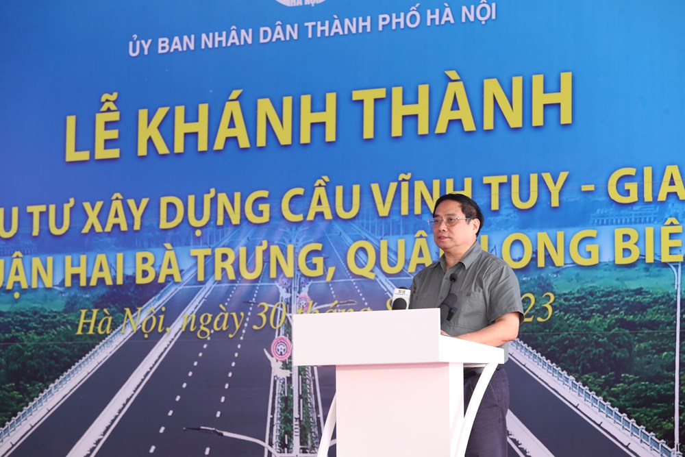 Thủ tướng Chính phủ Phạm Minh Chính dự lễ khánh thành cầu Vĩnh Tuy giai đoạn 2 - ảnh 1