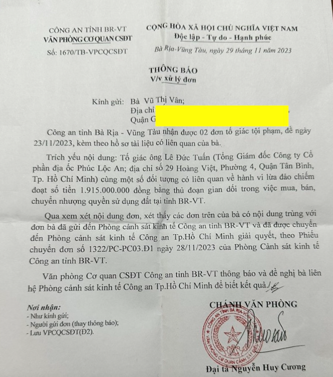 Địa ốc Phúc Lộc An có dấu hiệu thuê ‘chim mồi’ lừa khách hàng: Bán đất không báo chính quyền - ảnh 1