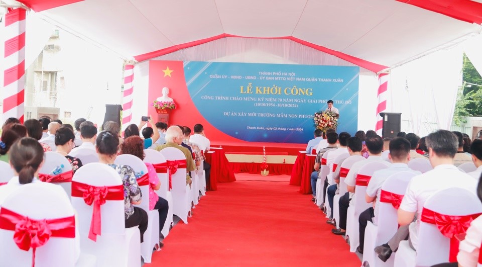 Quận Thanh Xuân: Khởi công xây dựng công trình trường Mầm non Phương Liệt - ảnh 1