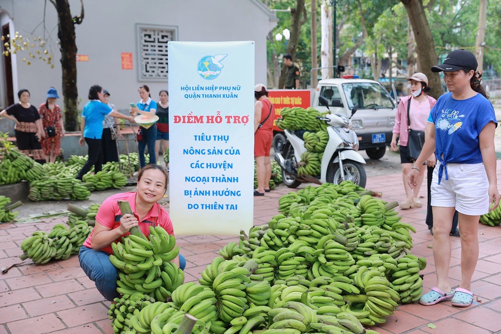 Phụ nữ quận Thanh Xuân hỗ trợ người dân vùng lũ tiêu thụ nông sản - ảnh 1