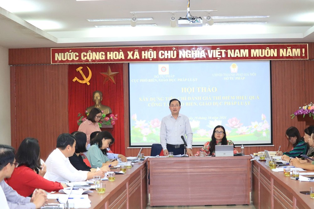 Hà Nội: Tổ chức Hội thảo xây dựng tiêu chí đánh giá thí điểm hiệu quả công tác phổ biến giáo dục pháp luật - ảnh 3