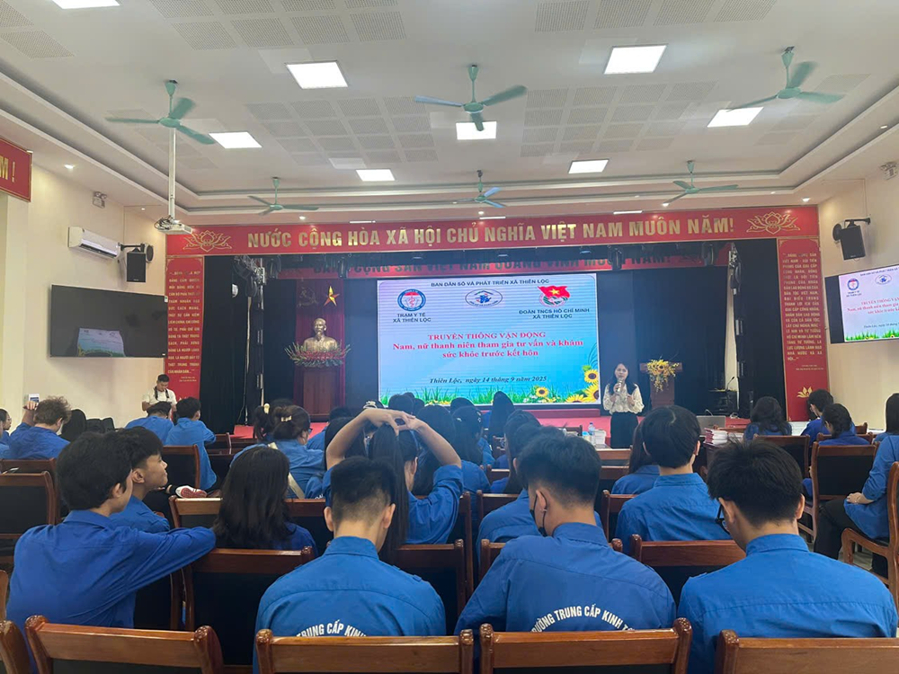 Xã Thiên Lộc tuyên truyền, vận động nam nữ thanh niên tham gia khám sức khỏe trước kết hôn - ảnh 1