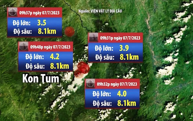 4 trận động đất liên tiếp xảy ra ở Kon Tum  - ảnh 1