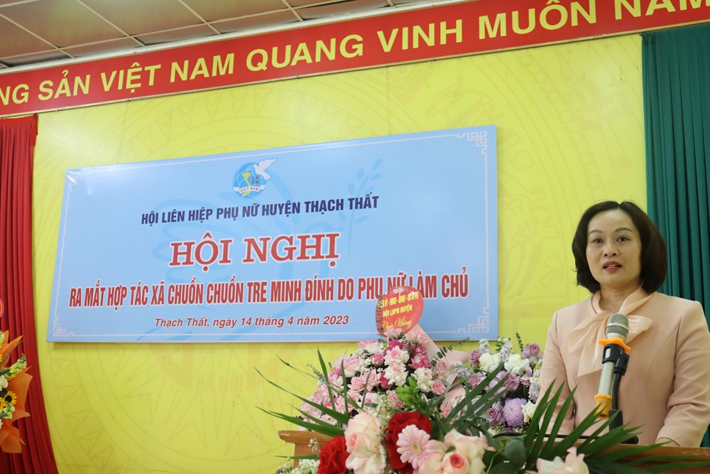 Hội LHPN huyện Thạch Thất ra mắt Hợp tác xã Chuồn chuồn tre Minh Đính do phụ nữ làm chủ  - ảnh 4