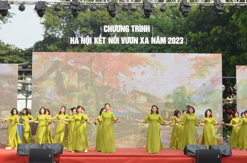 Hơn 600 hội viên phụ nữ của 12 Câu lạc bộ Dân vũ tham gia trình diễn dân vũ với áo dài - ảnh 3