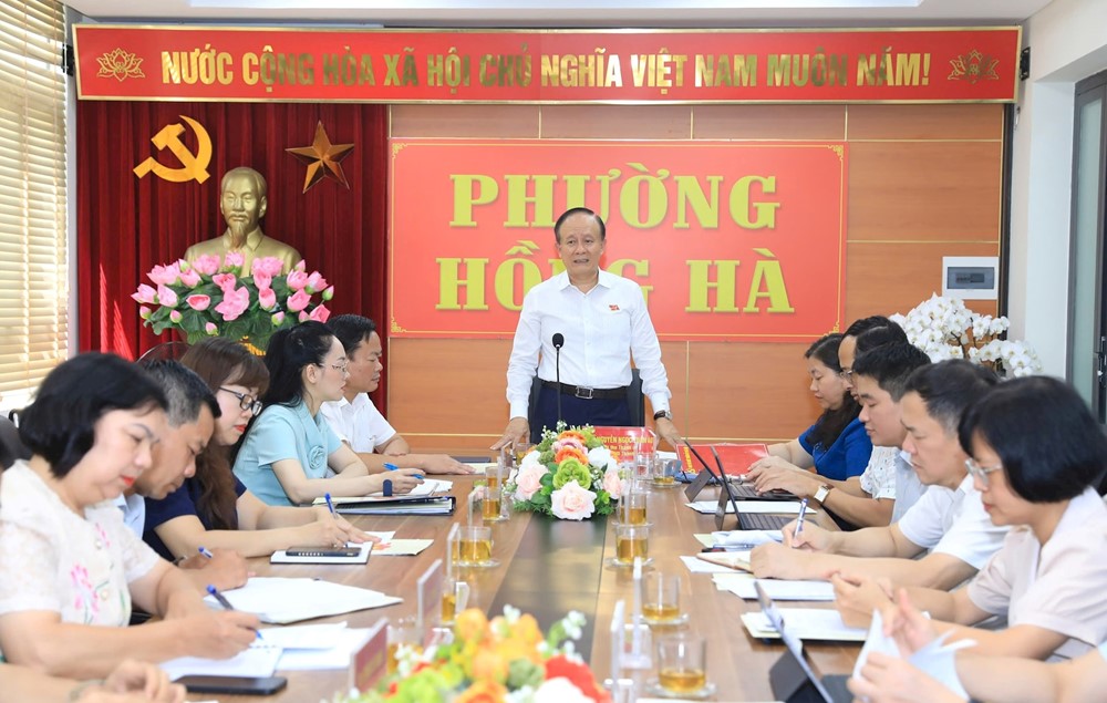 Đoàn công tác số 4 của Ban Thường vụ Thành ủy kiểm tra công tác chuẩn bị Đại hội Đảng tại phường Hoàn Kiếm, Hồng Hà - ảnh 2