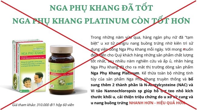 Sản phẩm Nga Phụ Khang “lột xác” tiếp tục quảng cáo trái phép - ảnh 1