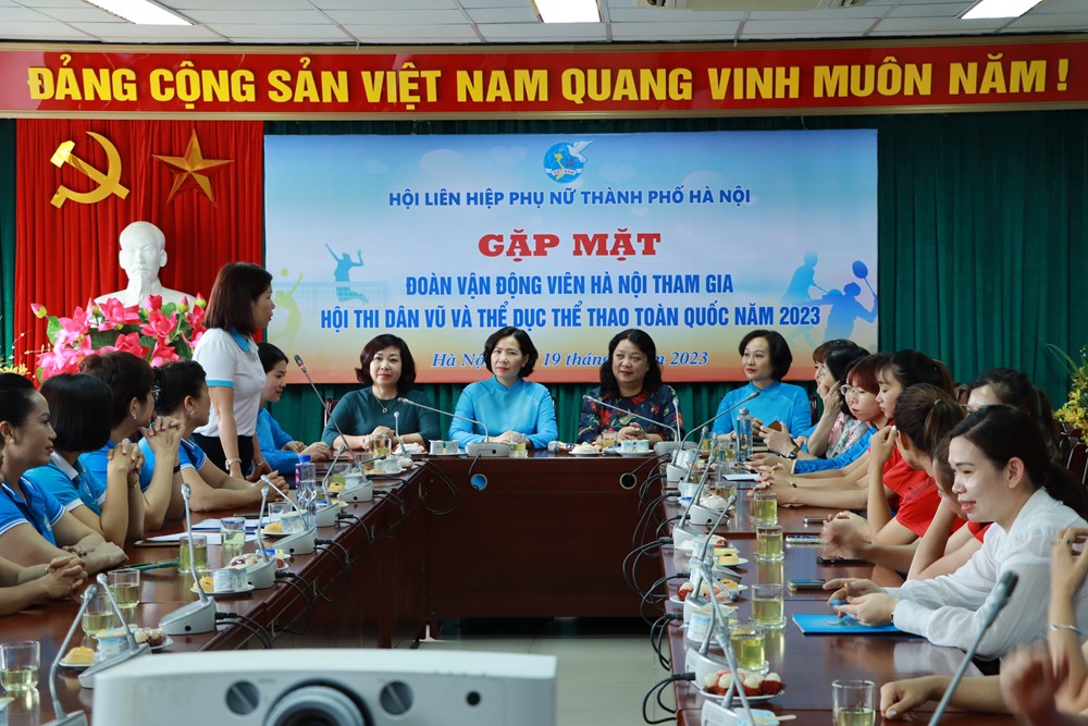 Gặp mặt Đoàn vận động viên Hà Nội tham gia Hội thi Dân vũ và thể dục thể thao toàn quốc năm 2023 - ảnh 4