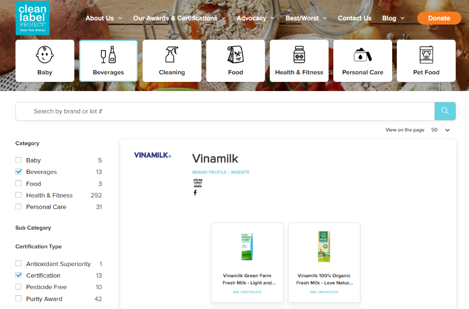 Vinamilk có sản phẩm sữa tươi đầu tiên trên thế giới được chứng nhận từ tổ chức Clean Label Project của Mỹ - ảnh 2