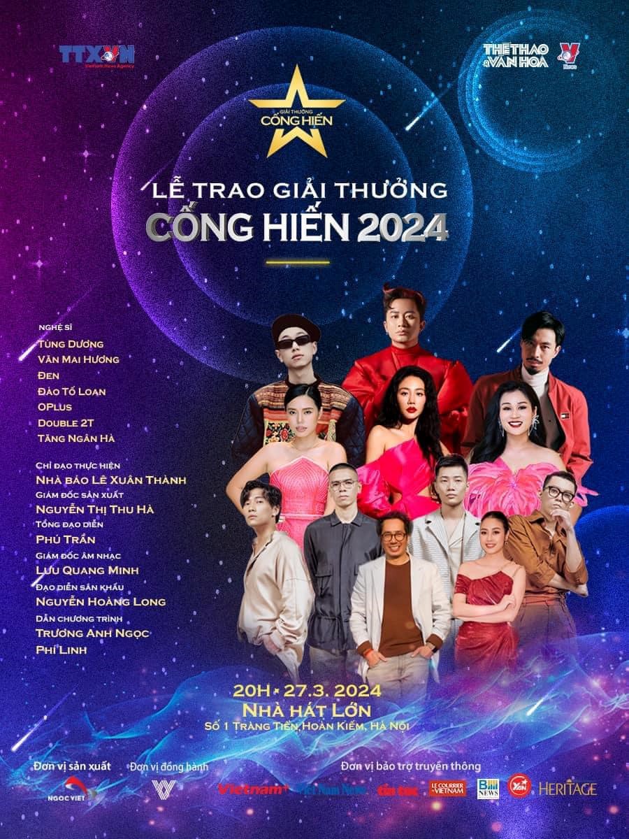 Tùng Dương, Đen, Văn Mai Hương biểu diễn tại Lễ trao giải Cống hiến 2024 - ảnh 1