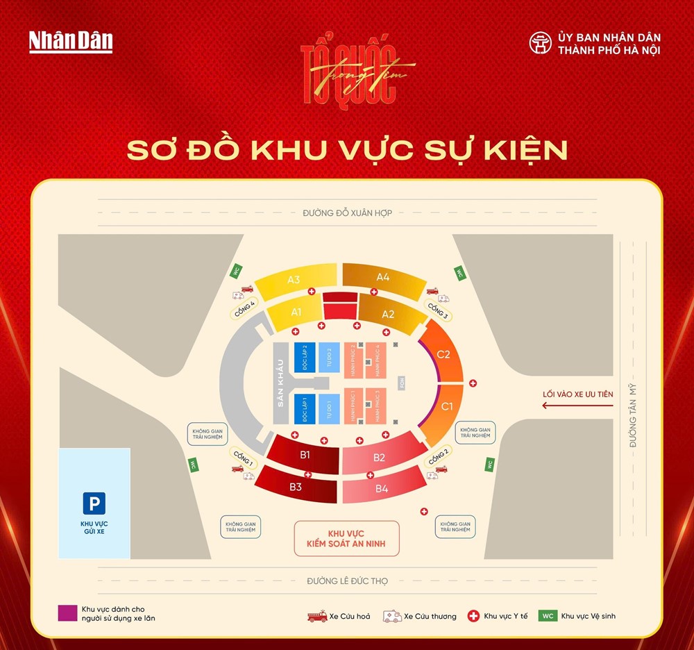 Chi tiết sơ đồ chỗ ngồi, giờ check-in của concert “Tổ quốc trong tim” tối nay 10/8 - ảnh 2