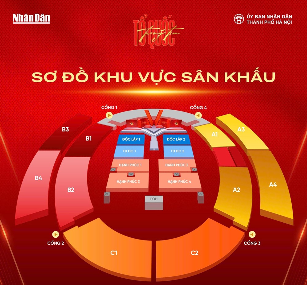 Chi tiết sơ đồ chỗ ngồi, giờ check-in của concert “Tổ quốc trong tim” tối nay 10/8 - ảnh 3