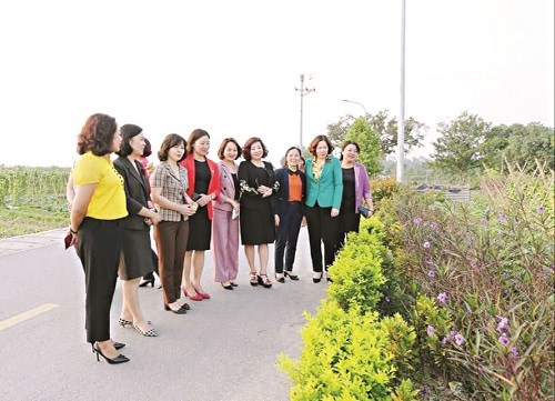 Đoàn công tác Hội LHPN Hà Nội thăm tuyến đường nở hoa tại xã Cổ Loa, huyện Đông Anh, Hà Nội