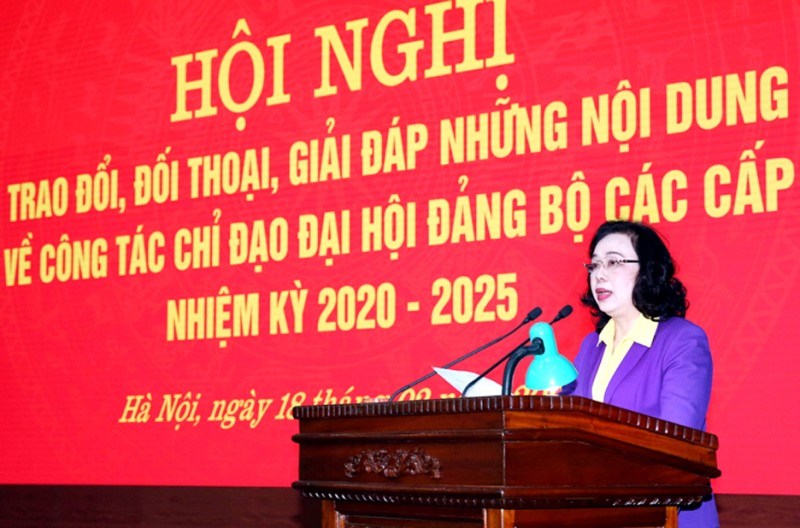 Phó Bí thư Thường trực Thành ủy Ngô Thị Thanh Hằng phát biểu kết luận Hội nghị tập huấn về công tác tổ chức Đại hội Đảng bộ các cấp, nhiệm kỳ 2020-2025.