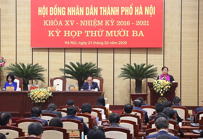 Chủ tịch HĐND TP Hà Nội Nguyễn Thị Bích Ngọc phát biểu khai mạc