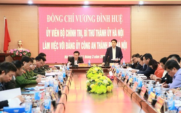 Chủ tịch Ủy ban Nhân dân thành phố Hà Nội Nguyễn Đức Chung phát biểu. (Ảnh: Doãn Tấn/TTXVN)