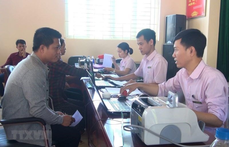 Điểm giao dịch Ngân hàng Chính sách xã hội tại xã Đồng Lợi, huyện Triệu Sơn, Thanh Hóa.