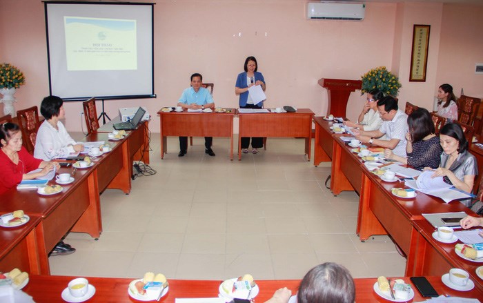 Phó Chủ tịch Hội LHPNVN Bùi Thị Hòa phát biểu tại Hội thảo tham vấn ý kiến góp ý dự thảo Nghị định quy định về tuổi nghỉ hưu và điều kiện hưởng lương hưu