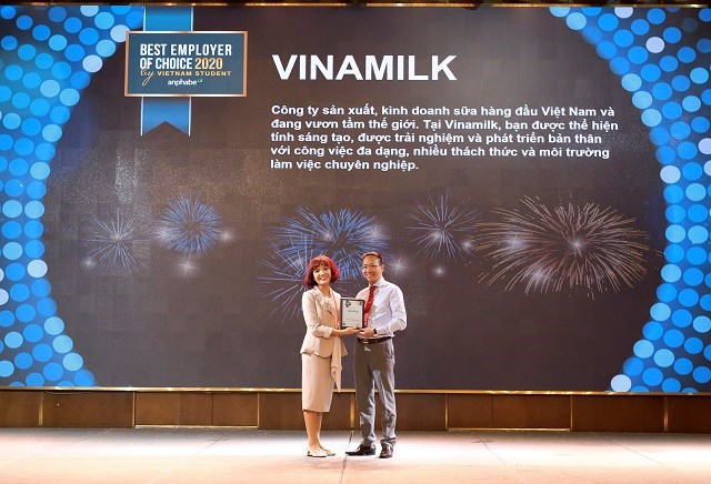 Vinamilk được bình chọn là một trong 50 thương hiệu nhà tuyển dụng hấp dẫn nhất đối với sinh viên Việt Nam 2020