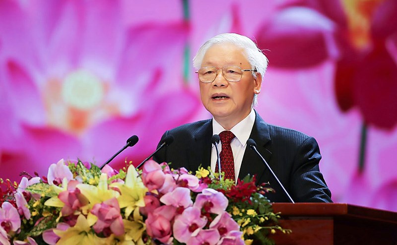 Tổng Bí thư, Chủ tịch nước Nguyễn Phú Trọng đọc diễn văn tại Lễ kỷ niệm