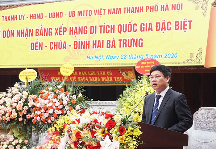 Phó Chủ tịch UBND TP Hà Nội Ngô Văn Quý phát biểu tại buổi lễ