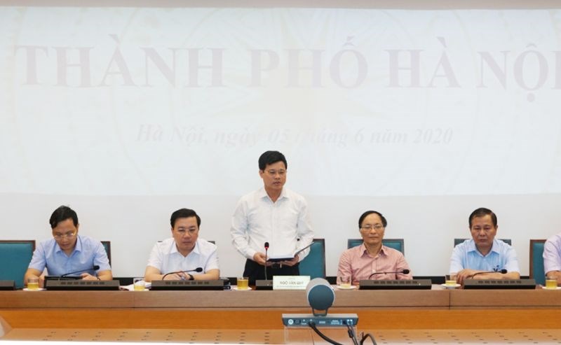Phó Chủ tịch UBND thành phố Hà Nội Ngô Văn Quý phát biểu tại hội nghị.
