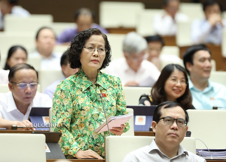 Đại biểu quốc hội Nguyễn Thị Quốc Khánh thảo luận, đóng góp ý kiến tại phiên họp quốc hội.