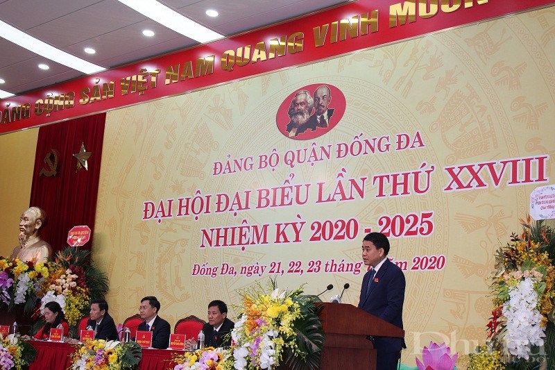 chí Nguyễn Đức Chung, Ủy viên Trung ương Đảng, Phó Bí thư Thành ủy, Chủ tịch UBND thành phố phát biểu chỉ đạo đại hội