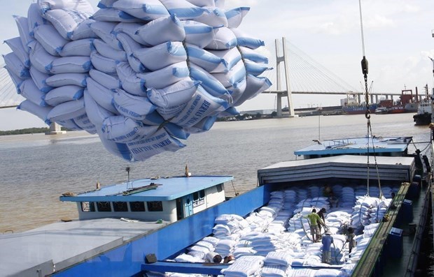 Bốc xếp gạo xuất khẩu tại cảng Sài Gòn. (Nguồn: TTXVN)