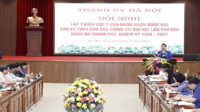 Hội nghị góp ý kiến của Đảng đoàn Quốc hội cho Dự thảo Báo cáo chính trị Đại hội Đảng bộ TP Hà Nội lần thứ XVII.