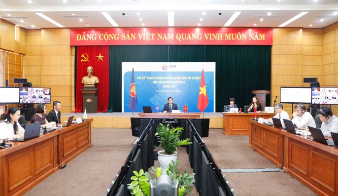 Toàn cảnh Hội nghị Quan chức kinh tế cao cấp năng lượng ASEAN lần thứ 38 tại điểm cầu Hà Nội. Ảnh: C.D