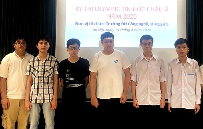 Sáu học sinh Việt Nam đoạt giải tại cuộc thi Olympic Tin học châu Á- Thái Bình Dương năm 2020. Ảnh: moet.gov.vn