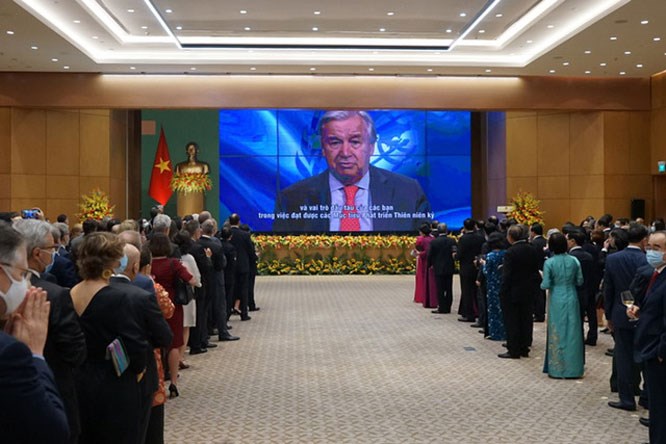 Tổng Thư ký Liên hợp quốc Antonio Guterres trong thông điệp video gửi tới Việt Nam nhân dịp kỷ niệm 75 năm Quốc khánh nước Cộng hòa xã hội chủ nghĩa Việt Nam.