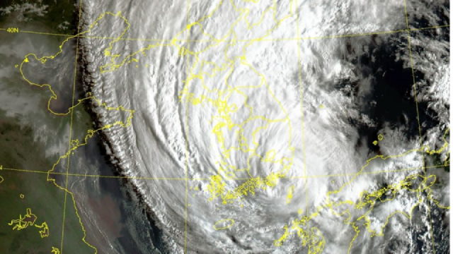 Hình ảnh bão Haishen chuyển động dọc bán đảo Triều Tiên ngày 7/9. (Nguồn: DPA)