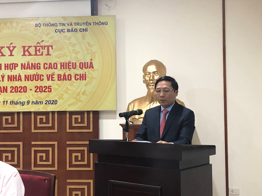 Đồng chí Nguyễn Thanh Liêm, Giám đốc Sở Thông tin và Truyền thông Hà Nội phát biểu khai mạc buổi lễ