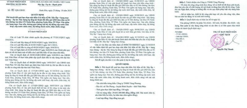 Bà Nguyễn Thị Thanh ký Quyết định số 180/QĐ-UBND, lựa chọn Công ty TNHH Tùng Phương.