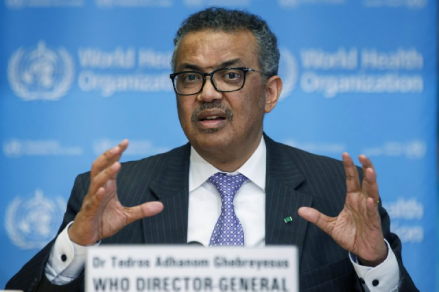 Tedros Adhanom Ghebreyesus, Tổng Giám đốc Tổ chức Y tế Thế giới phát biểu trong một cuộc họp báo về các cập nhật liên quan đến COVID-19, tại trụ sở của WHO ở Geneva, Thụy Sĩ.