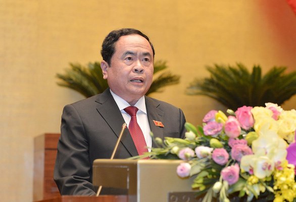Chủ tịch Ủy ban Trung ương MTTQ Việt Nam Trần Thanh Mẫn báo cáo